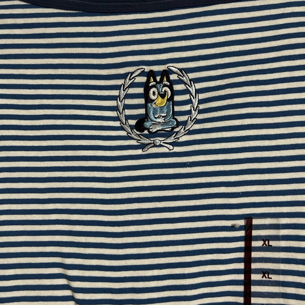 NWOT Striped Blue and White Bluey Women’s Long Sleeve Shirt